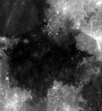 Mare Tranquillitatis sits within the Tranquillitatis basin, and was visited by 2 astronauts. Public domain NASA.